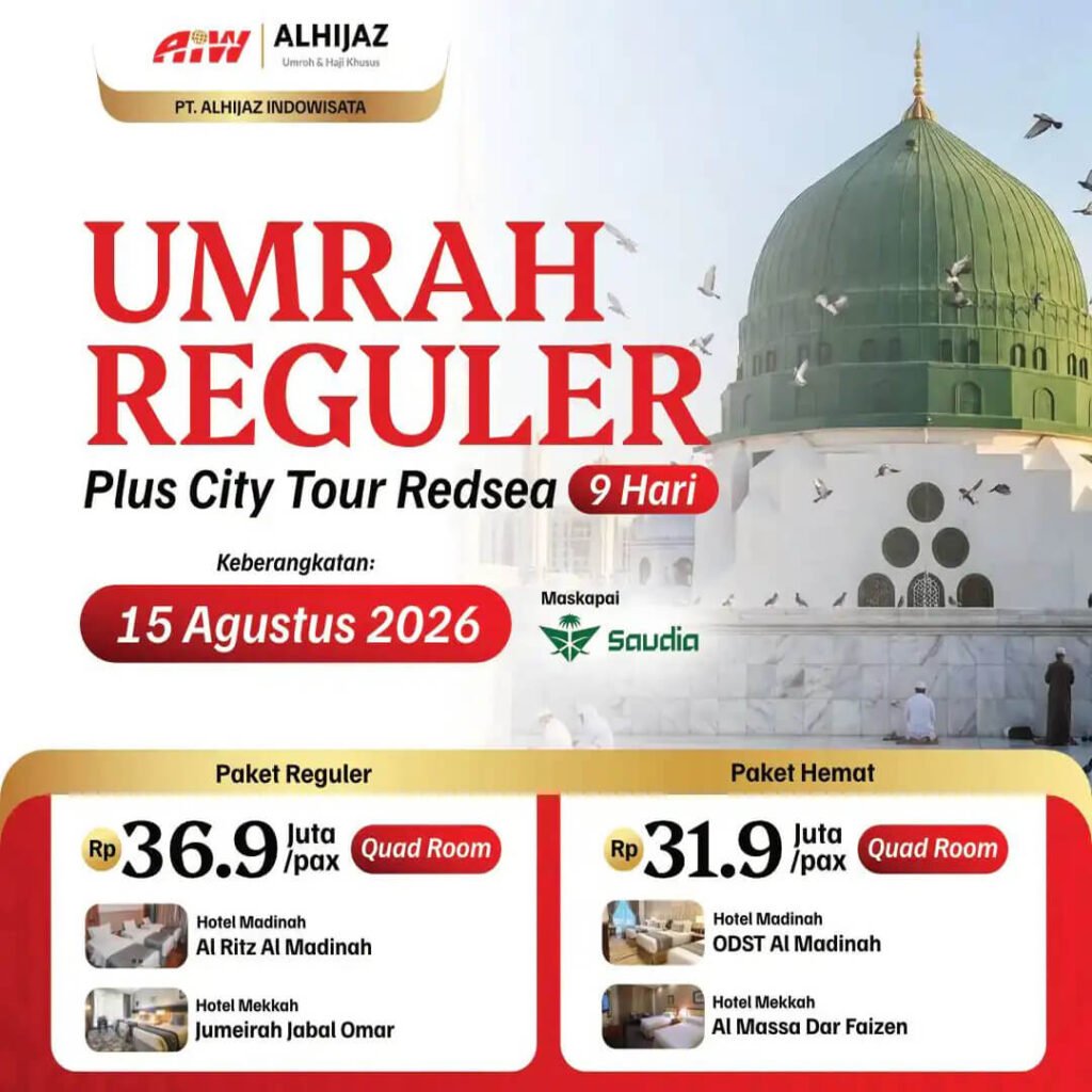 umroh reguler 9 hari 15 agustus 2026